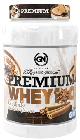 GN Nutrition Premium Whey 100% 1Kg | Sabor MILK SHAKE CINNAMON | Proteína de Suero de Calidad | Ideal para Crecimiento Muscular y Recuperación Rápida