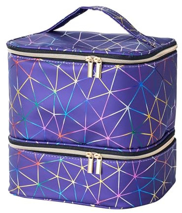 Nagellack Aufbewahrung Tasche, Doppelschichtige Nagellack Organizer für 30 Flaschen(15ml-0.5 FL.oz) und 1 LED-Nagellampe, Tragbare Nagellack Tragetasche für Nageldesign zubehör