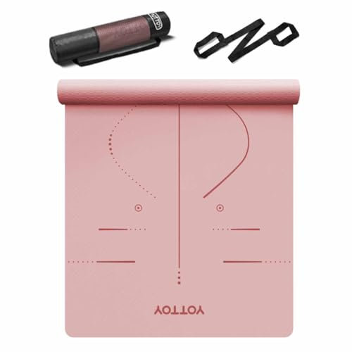 YOTTOY Yogamatte, 183,9 x 81,3 x 0,6 cm, extra breit, rutschfest, umweltfreundlich, TPE-Trainingsmatten für Damen und Herren, Heimtraining, mit Gurttasche (Koralle, 183 x 81 x 0,3 cm)