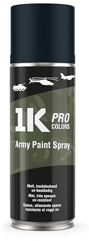 Militär-Farbspray Army 1K PRO – 400ml Spraydose matt, Militärfarbe, UV und wetterfest, schnelltrocknend, DIY Projekt - RAL9021 Schwarz