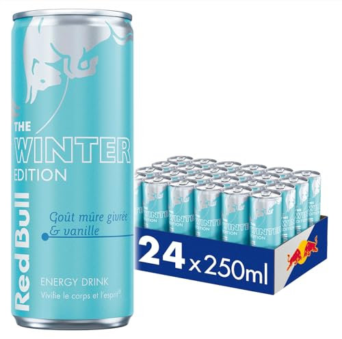 Red Bull, Boisson Energisante, goût Mûre Givrée-Vanille, lot de 24 x 250ml