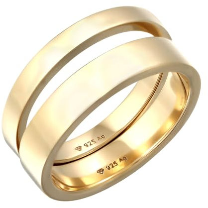 Kuzzoi Ring Set Herrenringe aus 925 Sterling Silber, 2 Stück Bandringe poliert Silberringe für den Mann in der Ringgröße 66