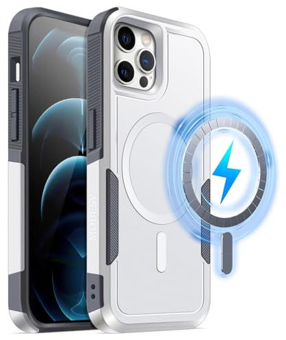 MOBESV Cover Magnetica per iPhone 12 PRO Max 6,7 Pollici, Custodia Compatibile con MagSafe, Cover Antiscivolo Opaca e Satinata, Bianco