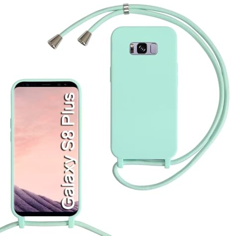SLWYF Kompatibel mit Samsung Galaxy S8 Plus Hülle, Handykette Hülle Silikon Seil Necklace Handyhülle mit Kordel Tasche TPU Bumper Schutzhülle für Galaxy S8 Plus - Minzgrün
