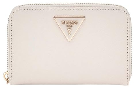 GUESS Laurel SLG Medium Zip Around, Portafogli Donna, Osso, Unica