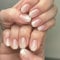 Short False Nails with Glue - 24PCS Square Press on Nails French Tip - Strong Fake Nails - Gradient Nude White Stick on Nails - Full Cover Nail Tips and Glue Long Lasting for Women