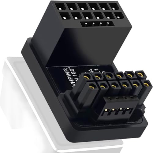 Xiatiaosann 12VHPWR 180-Grad-Winkeladapter, Pcie5.0 ATX 3.0 600 W 16-poliger GPU-PCIe-Netzadapter, Buchse auf Stecker für 12+4-polige RTX 3090Ti 4070Ti 4080 4090 Grafikkarte GPU (Typ B)