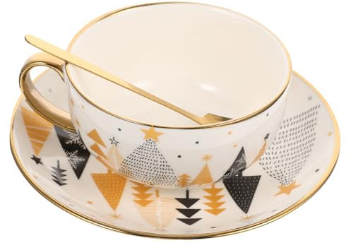 CHILDWEET 1satz Weihnachts-teetasse Und Untertasse Dekorative Keramik-kaffeetasse Mit Festlichem Weihnachtsbaum- Für Und Gemütliche Zusammenkünfte