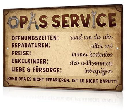 Putuo Decor Blechschild Opas Service – Vintage Werkstatt Deko Metall Schild, Geschenk für Opa, Männerhöhle, Garage, Reparatur Humor