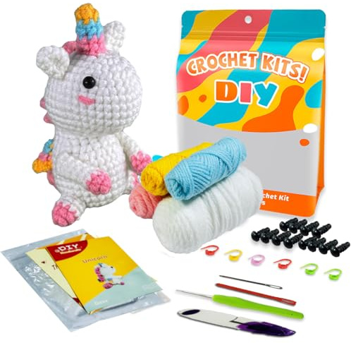 Felly Häkelset für Anfänger, Häkelset für Tiere, Häkelsets für Anfänger Erwachseneund und Kinder, Inklusive Schritt-für-Schritt Videoanleitung, Geschenke zum Geburtstag, Valentinstag, Weihnachten