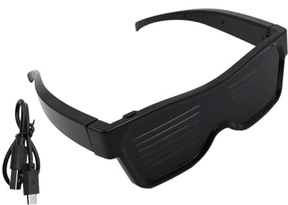 Nicear Über USB wiederaufladbare Bluetooth-LCD-Brille mit APP-Steuerung – anpassbare RGB-Leuchtbrille für Nachtclubs, Partys, Konzerte, Halloween, Bühnenauftritte