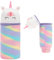 Trousse à Crayons pour Filles, Licorne Kawaii, Trousse d'école 2 en 1 en Silicone Souple, Trousse à Crayons zippée, Motif Dessin animé, pour Le Bureau, Fournitures Scolaires pour Enfants