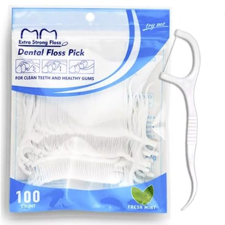 100 x Zahnseide-Sticks - Minzgeschmack - 2 in 1 Zahnseide + Zahnstocher, Speziell für Backenzähne, Ideal für enge Zahnzwischenräume, Sorgt für gründliche Zahnreinigung (200)