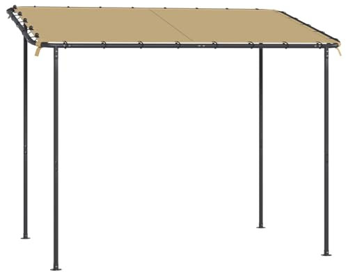 Erommy 3x1.8m Canopy Gazebo,Wall Mounted Pergola,Charcoal Carbon Steel Frame with Waterproof Fabric Roof,Windproof Rope,Sun & Rain Protection,for Outdoor Patio Garden Backyard,Beige