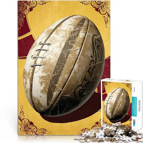 jigsaw 1000 pieces for teenagers Vintage Rugby Football pädagogische Herausforderung mit passendem Poster und Quizblatt52x38cm