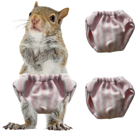 Windeln für kleine Haustiere, verstellbare Zuckergleitwindeln, Kletterwindeln, waschbar, speziell für den Einsatz auf Haustier-Eichhörnchen, kleinen, mittelgroßen Meerschweinchen, rosa Streifen, M, 2