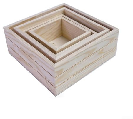 Scatola portaoggetti in legno per piante grasse, quadrata, in legno, con 4 vassoi per piante grasse