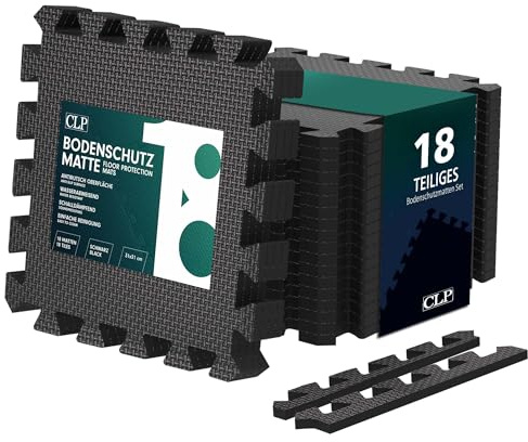 CLP Bodenschutzmatte Fitness 30x30 cm groß extra dick Set Puzzlematte, rutschfeste Schutzmatten für Pool, Fitnessraum und Boden
