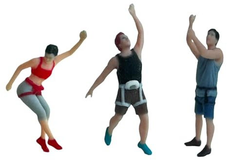 getuse 3 Stück Miniatur-Kletterfiguren Bergsteigen Männer Frauen Harz handbemalt Maßstab Modell Szene Zubehör - Maßstab 1 87