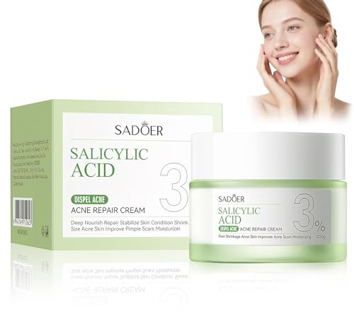 Crema Viso Acido Salicilico - Trattamento Anti-Imperfezioni per Pelli Grasse e Miste - Riduce Punti Neri e Pori - Formula Leggera Non Unta - 50ml