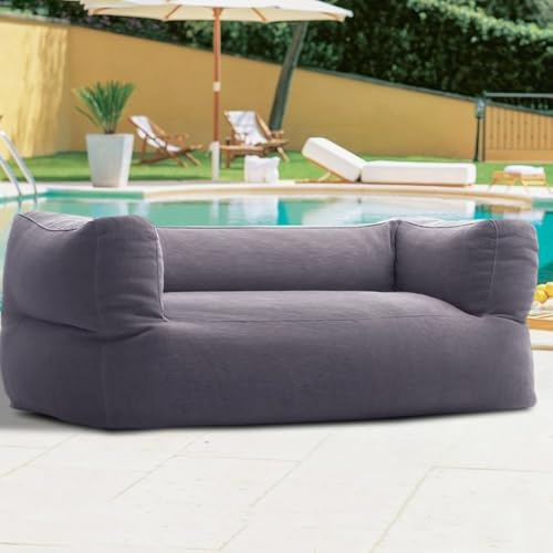 SXBCyan Pouf D'extérieur 2 Places sans Rembourrage, Housse en Chenille, Canapé-lit, Fauteuil De Piscine, Canapé Club(Darkgrey)