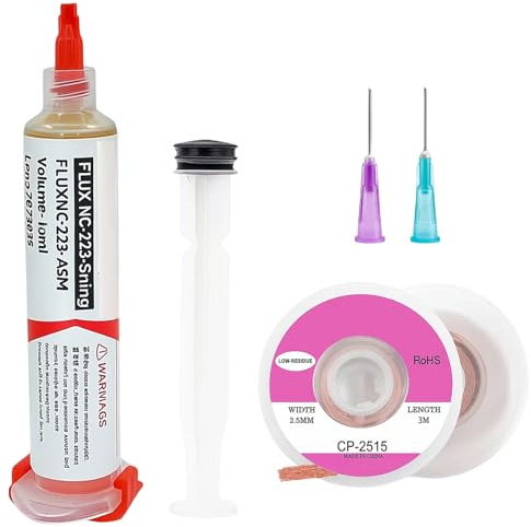 Entlötlitze 2,5mm 3,0M, Flussmittel Löten Set Mit 10ml Lötflussmittel, Lötzubehör Für Präzises Löten Und Entlöten