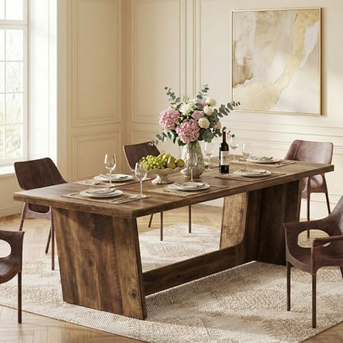 Lailang 180cm Mesa de Comedor, Mesa Cocina Retro, Mesa Comedor Madera Maciza, Mesa de Jantar, Mesa Salon Comedor, Comedores Modernos, 180 x 80 x 76 cm, Rustic Brown