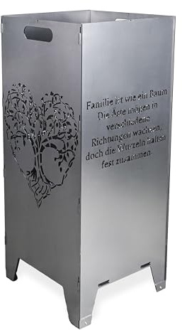 Grillrost.com Das Original Steckbare Feuertonne aus Stahl mit Edelstahlfüßen - Neugedachte Feuersäule inkl. Auflage-Adaptern für Feuerplatten