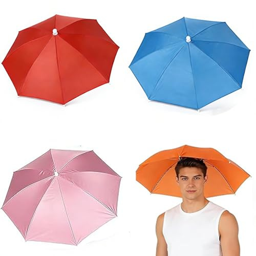 4 Pcs Umbrella Hat, Wide 53cm Diameter Head Umbrella Adult For Fishing, Lightweight Hands-Free Coverage With Side Protection, Ideal For Rain & Sun Protection, Fishing, Outdoor Events, Camping
