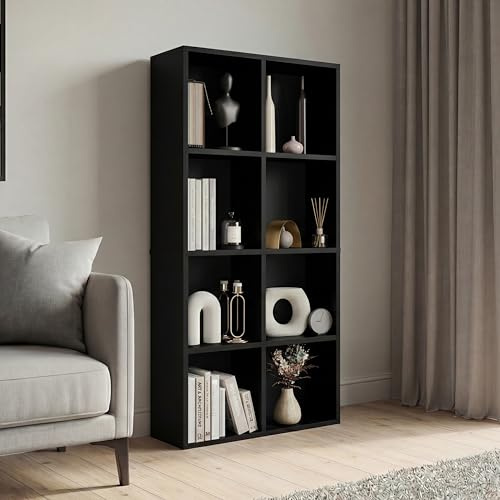 Vida Designs 8 Cube Storage Unit, Black, Wooden Shelving Display Storage Unit Office Living Room Furniture