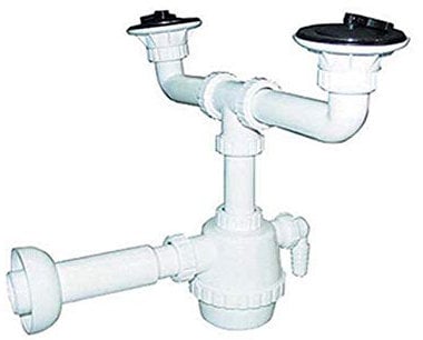 Dianhydro 371-321 Sifone PVC 2 Vie con piletta e Scarico Lavatrice con canotto 1 1/4, Multicolore