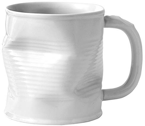 MondoCeram Squashed Tin Can Mugs White 11.3oz / 320ml - Pack of 6 | Crumpled Mugs, Squashy Mugs, Tin Can Cups, Coffee Mugs, Cocktail Mugs