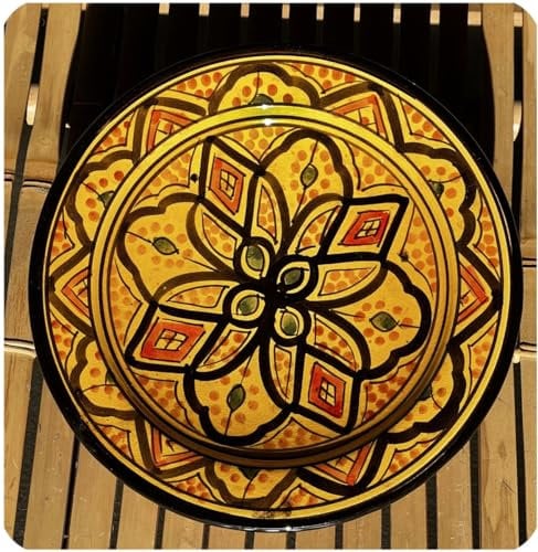 Simandra Orientalischer Keramik Teller handbemalt marokkanische Keramikschüssel Wandteller klein Color Gelb