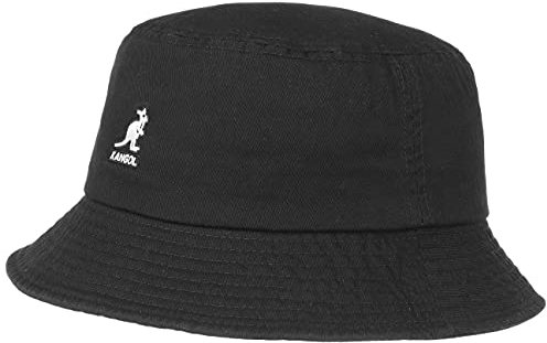Kangol Washed Bucket Hat Fischerhut Stoffhut, Sommerhut, Strandhut, Anglerhut Sommerhut Strandhut (S (54-55 cm) - schwarz)