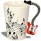 Kompassswc Lusitig Kaffeetasse mit motiv henkel Keramiktasse Musik Teebecher Musiktasse Teetasse Musiknoten bedruckt Musiklieber Winter Geschenk 0,3L (Rot Gitarre)