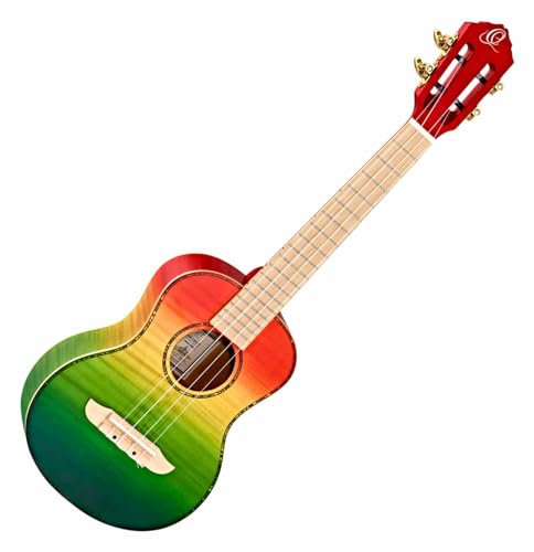 Ortega Prism Series Tenor Ukulele + DeLuxe Gigbag - Geflammte Ahorn- Decke und Boden & Zargen/Ahorn Griffbrett & Brücke / Tri Color Fade
