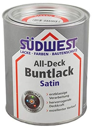 Südwest All-Deck Buntlack Satin RAL 9005 Tiefschwarz 0,75 Liter