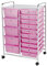 Home Treats Storage Trolley On Wheels |Pink 15 Drawer Storage Unit For Salon, Beauty Make Up, Home Office Organiser (15 Drawer, Pink)