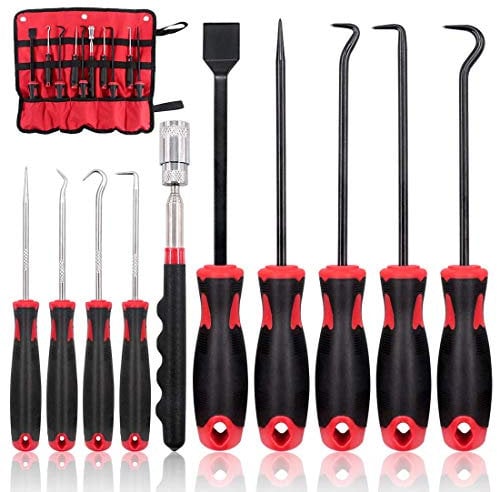 Swpeet Präzisions-Schaber-Dichtung,Abzieher und Pick-Set,Precision Pick und Haken Set, micro-Spezial-Haken-Set,Abzieher Oil Seal Haken Hohe Qualität,9-teilig