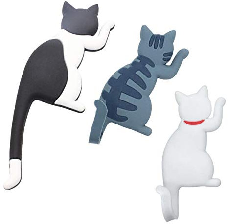 BESPORTBLE 3PCS Magnetic Hooks Cat Shape Traceless Fridge Fridge Key Holder for Office Refrigerator Whiteboard Decor Random Pattern