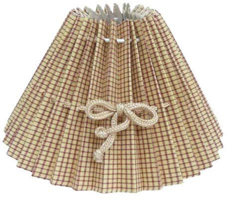 Quaint & Quality - Lampenschirm, rund, beige, kariert, Ø 40 cm, mit Schleife