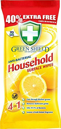 1x Pack GreenShield 70 Large Antibacterial Household Surface Cleaning Wipes