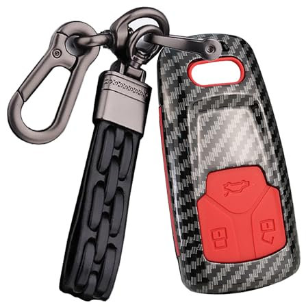 ontto Autoschlüssel Hülle Fernbedienung Cover für Audi A4 B98 S4 RS4 A5 F5 RS5 A6 A7 A8 D5 Q2 Q5 Q7 SQ5 SQ7 TT TTRS R8 Plastik Schlüsselhülle Schlüsselanhänger Schlüssel Schutz Etui-Kohlefaser Rot