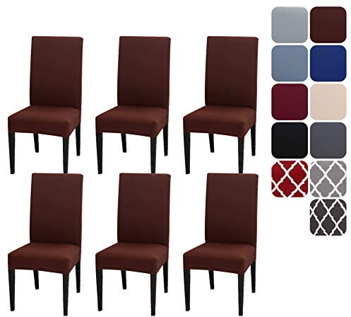Aisprts Stuhlhussen 6er Set Stretch Stuhlhussen für Esszimmerstühle, Abnehmbarer Waschbarer Stühle Schutz Dekoration Stuhlbezug für Haus, Küche, Hotel, Restaurant, Bankett, Hochzeit, Party
