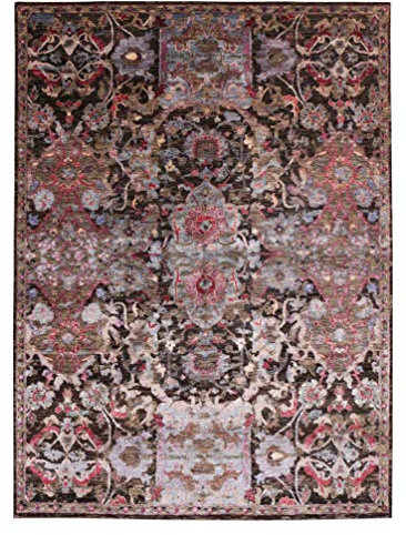 Phoebe Braun 170 x 240 cm Traditionelles handgeknüpftes modernes Design Seide / Wolle Vorleger & Teppich