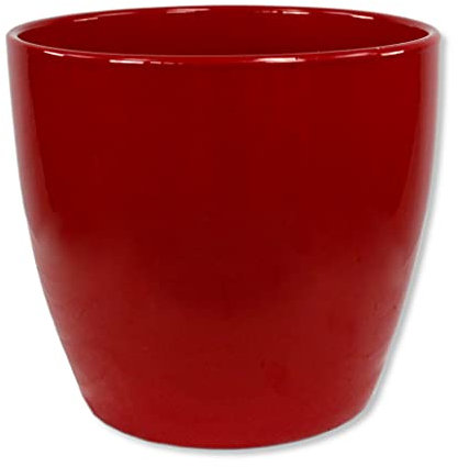 DARO DEKO Blumen-Topf rund Keramik Übertopf Ø 22 x 19,5cm rot