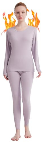 Thermal Underwear Women Long Johns Womens Thermal Underwear Sets Solid Ultra Soft Base Layer Gifts with Box (Lilac, Medium)