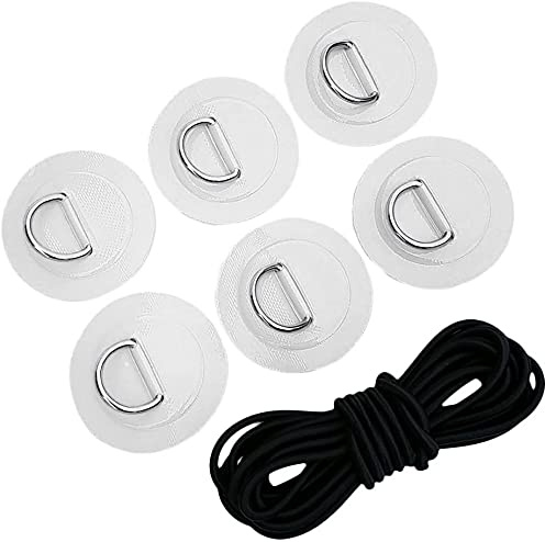 Namvo Paddle Board Patch SUP Bungee Deck Rigging Kit mit 6 Stück D-Ring Patch und elastischer Stoßschnur für PVC aufblasbares Boot Deck Befestigungsset Kajak Zubehör