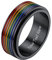 PROSTEEL schwarz Edelstahl Spinner Ring personalisiert LGBTQ Drehbarer Bandring Größe 54 Damen Stressabbau Partnerring Lesbian Modeschmuck Accessoire für Hochzeit Verlobung