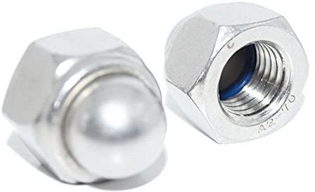 Hutmuttern M10 6 Stück Sechskant-Hutmuttern selbstsichernd DIN 986 A2 Edelstahl